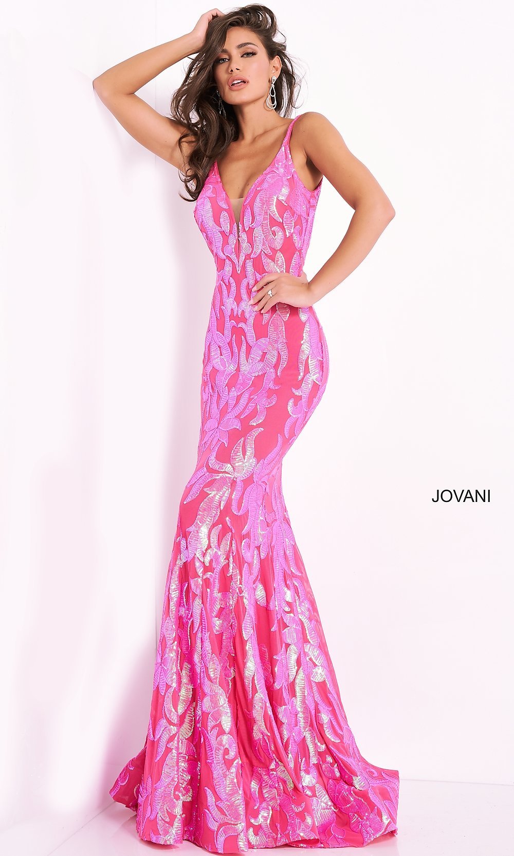 Jovani-Jovani Long Designer Prom Dress with Sequins